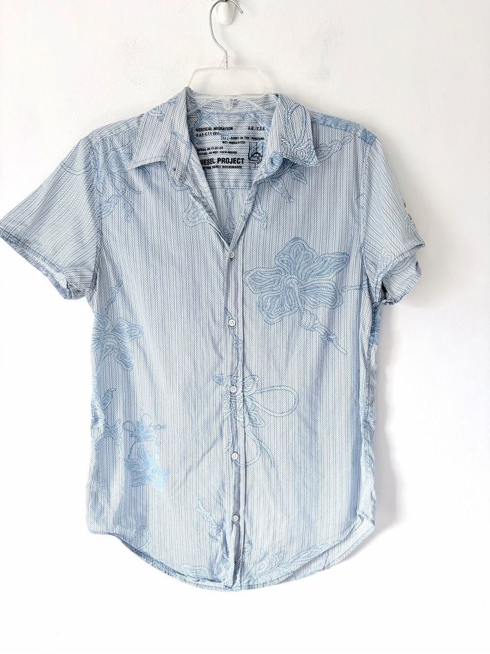 Vintage Diesel Men’s Vertical Migration Flower Print Button Down Shirt Size XS